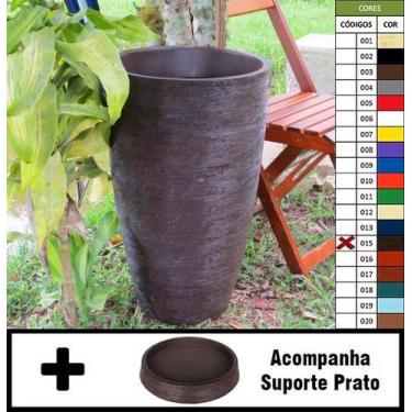 Imagem de Kit Vaso Planta + Prato 65x40 Oval Moderno Polietileno - BGPLASTICOS, 