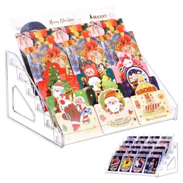 Imagem de FULGENSZ Suporte de exibição de cartão acrílico de 30,5 cm de 6 camadas para cartões comerciais, cartões esportivos, adesivos, cartões de beisebol, cartões PSA, cartões graduados – Suporte de exibição