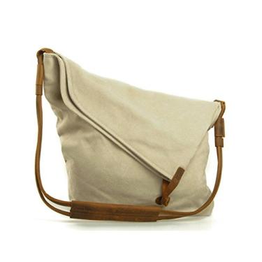 Imagem de UONBOX Bolsa de ombro feminina multifunções de lona retrô bolsa mensageiro bolsa de ombro bolsa hobo casual viagem mochila dia, Bege, One Size