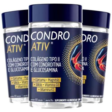 Imagem de Kit 3x CondroAtiv com Colágeno Tipo 2 Vitaminas e Minerais 60 cápsulas