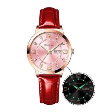 Imagem de Relógio feminino BESTKANG vestindo couro luminoso de quartzo 30m w.r.