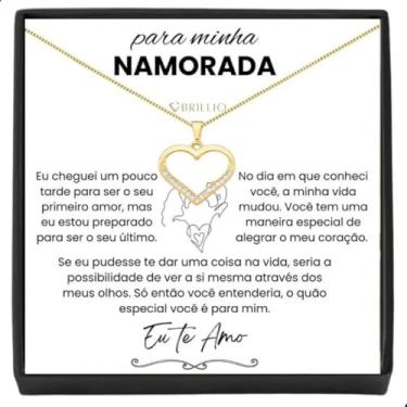Imagem de Presente Para Namorada Romântico Colar Banhado a Ouro 18K E Declaração