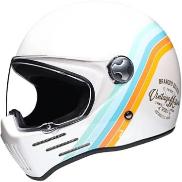 Imagem de Capacete Integral Vintage Motocicleta Moto Scooter Retro Classic Crash Racing Rally Touring Ece Aprovado Capacete, C, L