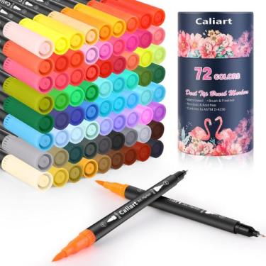 Imagem de Marcadores de arte Caliart 72 cores com ponta dupla para colorir adult
