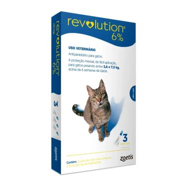 Imagem de Antipulgas Revolution 6% Gatos de 2,6kg a 7,5kg 3 Pipetas