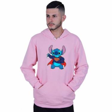 Imagem de Moletom Unissex Canguru Lilo Stitch Super Homen - Lafre, Rosa claro, G