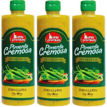 Imagem de Kit 3 Sabores Molho Pimenta Cremosa 500ml Tradicional Azeitonas Ervas 