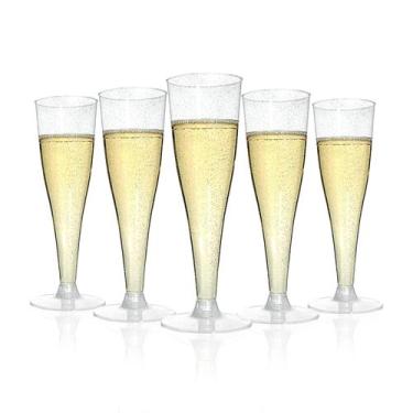 Imagem de Taças de champanhe Bestluck, pacote de 50 ml, plástico prateado com gl