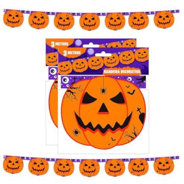 Imagem de Bandeirinhas Halloween Dia das Bruxas Enfeite de Pendurar com Abóboras