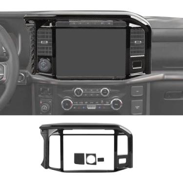 Imagem de SQQP Painel de navegação do console central para ventilação de ar condicionado capa de acabamento adequada para Ford F-150 e F150 Raptor 2024-2025 (fibra de carbono)