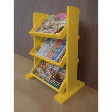 Imagem de Revisteiro De Piso Chão Porta Revistas Livros Amarelo Laca - FORMALIVR
