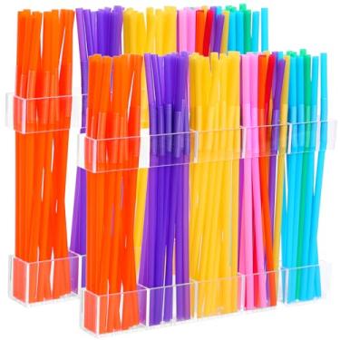 Imagem de Suporte de canudo acrílico para porta de armário - organizador de canudo reutilizável com fita dupla face ultra adesiva, organizador de porta de armário pequeno (transparente) (suporte de canudo de 24