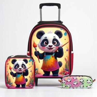 Imagem de Mochila de Rodinha Infantil Kit Escolar Lancheira e Estojo Bolsa Grand