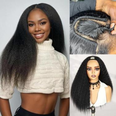 Imagem de Peruca em U WIGER Kinky Straight Human Hair 200% de densidade 18"