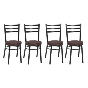 Imagem de Kit 4 Cadeiras Pintadas Pretas CP80 Debrum Treparoni, Preto com Marrom