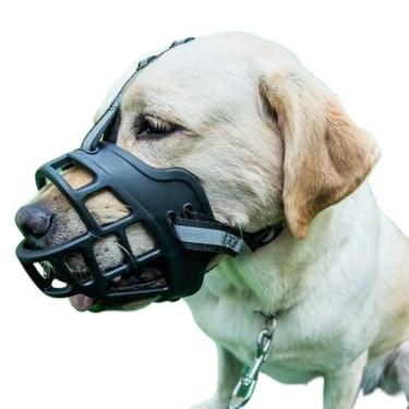 Imagem de Focinheira Ajustável para Cães Médio e Grande, Anti-Latido com Segurança, Ventilada e Confortável com Faixa Refletiva(17-27kg)