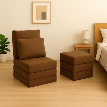 Imagem de Colchonete Solteiro Dobrável Portátil Pufe Mini Cama Acampamento Campi