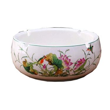 Imagem de Cinzeiros para Cigarros Azul e Branco Cerâmica Europeia Retro Sala de Estar Cinzeiro Boutique Grande Prático Cinzeiro de Cerâmica Elegante Personalidade Criativa Escritório Cinzeiro Redondo Decoração