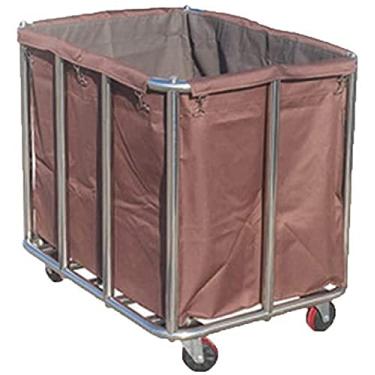 Imagem de Prateleira de cozinha carrinhos móveis cesto de roupa suja durável saco de roupas sujas com corrimão caixa classificadora de lavanderia dobrável saco cesto de lixo para banheiro, quarto, casa/azul