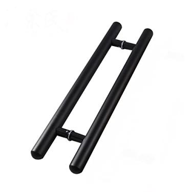 Imagem de Puxadores de porta comerciais de alta resistência, maçanetas de porta de madeira maciça, maçaneta da porta de vidro lateral para trás, apoio de braços para porta de correr de celeiro/castanho/400 mm