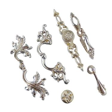 Imagem de CXYFQUUK Puxador prata antigo para móveis ferragens armários de cozinha porta gaveta guarda-roupa armário cômoda puxador vintage 2 peças (prata antiga 126 mm)