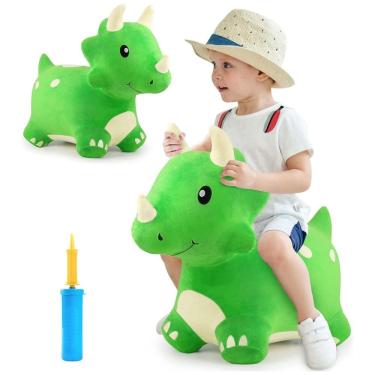 Imagem de Brinquedo de Pelúcia Triceratops Saltitante para Crianças Acima de 3 Anos, iPlay, iLearn, Verde