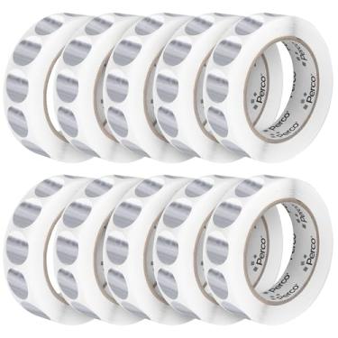 Imagem de Perco Etiquetas adesivas redondas perfuradas de 2,5 cm prata metálica — 10 rolos, 10.000 adesivos redondos — com adesivo permanente para prêmios, convites, eventos, embalagens de presente, artesanato