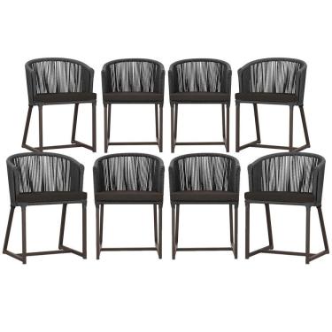 Imagem de 8 Cadeiras De Jantar área Noronha Marrom E9 Trama Original Preto