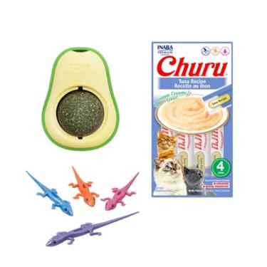 Imagem de Kit Completo Gato Catnip Abacate + 4 Lagartixas + Petisco Saudável (Padrão, Atum)