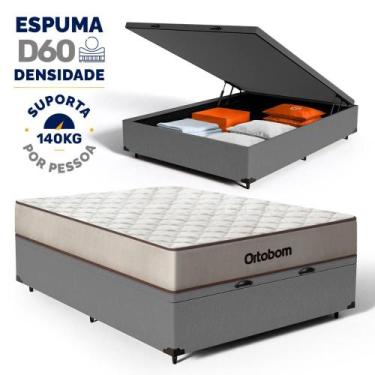 Imagem de Cama Box Baú Colchão Espuma D60 Ortobom Force Dream Casal, Cinza