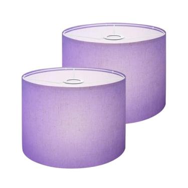 Imagem de Conjunto de 2 cúpulas de abajur, roxo, lilás, cor lilás, gradiente suave, para candeeiros de mesa, abajur, tambor, abajur, substituição