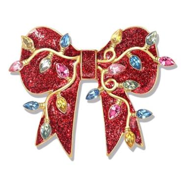 Imagem de BVGA Broche de Natal para mulheres, vermelho, rosa, arco de Natal, alfinetes, enfeite de lâmpada colorida, acessórios de joias de Natal, roupas, lembrancinhas de festa, presentes, Big, Liga de aço