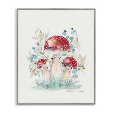 Imagem de Stupell Industries Toadstool Cogumelo Trio Arte Giclée emoldurada preta, design por Cady Driver, 76 x 61 cm
