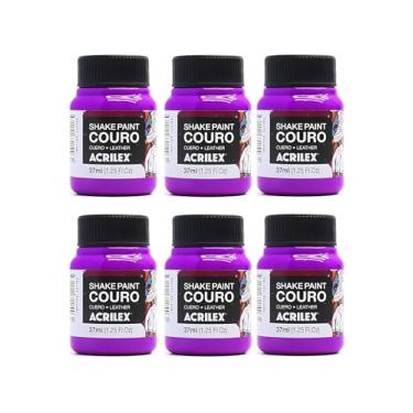 Imagem de Kit 6 Tintas Acrilex Shake Paint 106 Roxo 37ml Para Tênis, Couro e Tecido – Alta Aderência, Acabamento Uniforme e Durabilidade Para Customização e Restauração