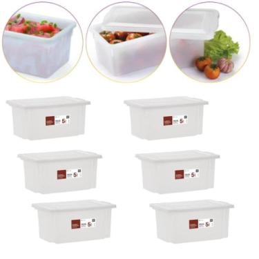 Imagem de Kit 6 Caixa Multiuso Com Tampa Pro Açougue Geladeira 5 Lts - Paramount