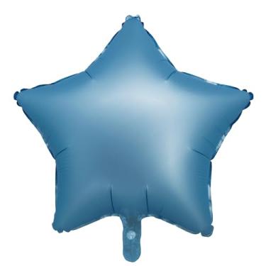 Imagem de BALAO CROMADO ESTRELA C/CANUDO AZUL BEBE 18"