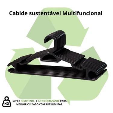 Imagem de Cabides Adulto Preto Reforçado 38cm Suporta até 3kg Organizar Roupas P