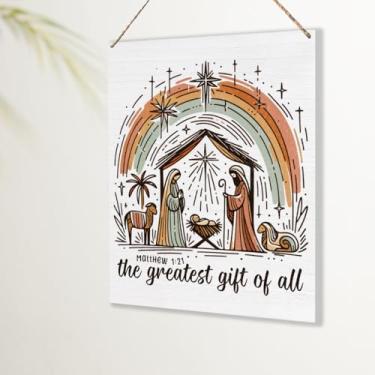 Imagem de Placa de decoração de Natal cristã, decoração de Natal, presentes para mulheres e homens, o melhor presente de todas as portas de parede, decoração para casa, escritório, cozinha, banheiro, quarto