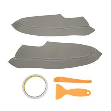 Imagem de 2 peças / conjunto painel porta frontal protetor de braço capa de microfibra couro substituição 2005 a 2011 (cinza)