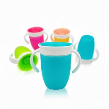 Imagem de Copo de Treinamento para Bebê 360° com Alça Anti-Vazamento Múltiplas Cores 200ML Sistema de Vedação (Azul)