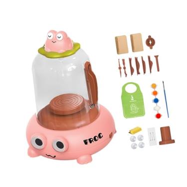Imagem de predolo Roda de oleiro elétrica para crianças e pais, máquina de modelagem de cerâmica interativa, kit completo para presentear meninos e meninas, Rosa