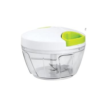Imagem de Mini Processador Manual de Alimentos, Triturador com 3 Lâminas, 500ml, Plástico e Metal, 13x13x10cm, Base Antiderrapante, Sistema de Corda Retrátil