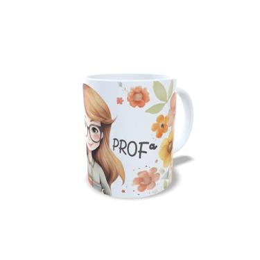 Imagem de Caneca de Cerâmica 325ml Dia dos Professores, Design Floral com Ilustração, Branca (14094)