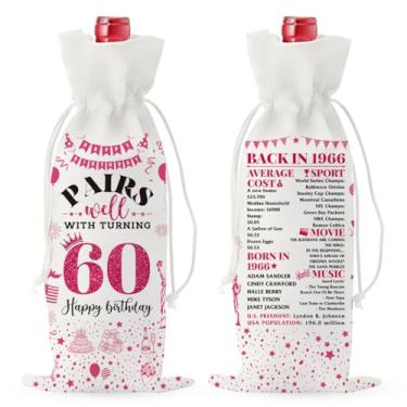 Imagem de Presentes de aniversário de 60 anos para mulheres, presentes de feliz aniversário de 60 anos para mulheres, homens, saco de vinho, presentes de decoração de festa de 60 anos, sacos de vinho para mãe