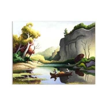 Imagem de Thomas Hart Benton Paintings Wall Art Ozark Reflections Classic Art Reproduções de arte Thomas Hart Benton Pôster em tela para sala de estar decoração de parede de casa 80 x 60 cm (31 x 24 polegadas
