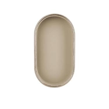 Imagem de Hipiwe Bandejas decorativas de joias bandeja de mesa para bugigangas organizador de mesa de cabeceira para cômoda e banheiro, bege