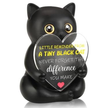 Imagem de FTONENI Presente de decoração de mesa de incentivo de gato preto para colega de trabalho, professor, enfermeira, nunca se esqueça da diferença que você faz agradecimento, presente de agradecimento