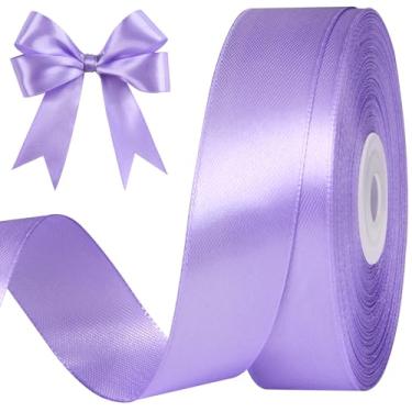 Imagem de CLUEWR Fita de cetim roxa clara de 2,5 cm, rolo de fita de tecido sólido para buquês de flores, embrulho de presente, casamento, artesanato artesanal