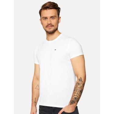 Imagem de Camiseta Tommy Jeans Masculina Slim C-neck Logo Flag Branca-Masculino