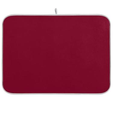 Imagem de Escorredor de pratos de cozinha vermelho bordô tapete de drenagem de pratos para balcão de cozinha, pano de secador, 40,6 x 45,7 cm